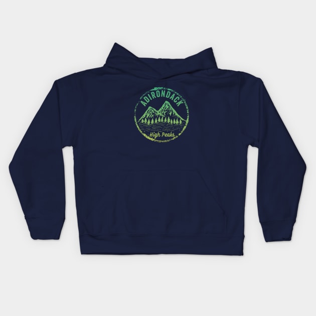 Adirondack Mountains New York High Peaks Hikers Kids Hoodie by Pine Hill Goods